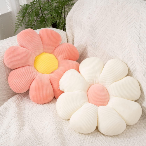 Flower Pillow - Pink & White Daisy Shaped